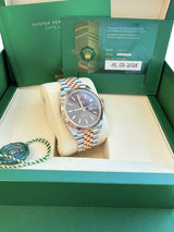 Rolex Datejust 41mm Chocolate Index Dial Two-Tone Rose Gold Steel Watch 126331