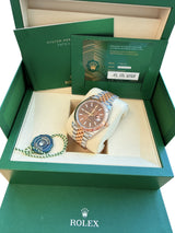 Rolex Datejust 41mm Chocolate Index Dial Two-Tone Rose Gold Steel Watch 126331