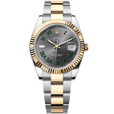 Rolex Datejust 41mm Wimbledon Dial Fluted Bezel Gold Steel Oyster Watch 126333