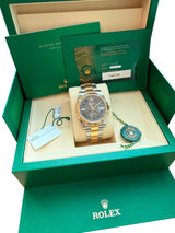 Rolex Datejust 41mm Wimbledon Dial Fluted Bezel Gold Steel Oyster Watch 126333