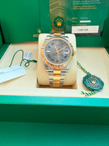 Rolex Datejust 41mm Wimbledon Dial Fluted Bezel Gold Steel Oyster Watch 126333