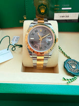 Rolex Datejust 41mm Wimbledon Dial Fluted Bezel Gold Steel Oyster Watch 126333