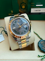 Rolex Datejust 41mm Wimbledon Dial Fluted Bezel Gold Steel Oyster Watch 126333