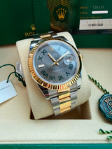 Rolex Datejust 41mm Wimbledon Dial Fluted Bezel Gold Steel Oyster Watch 126333