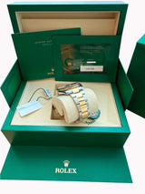 Rolex Datejust 41mm Wimbledon Dial Fluted Bezel Gold Steel Oyster Watch 126333