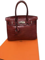 Hermes Birkin 30 Rouge H Matte Alligator With Palladium Hardware Handbag