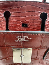 Hermes Birkin 30 Rouge H Matte Alligator With Palladium Hardware Handbag