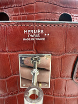 Hermes Birkin 30 Rouge H Matte Alligator With Palladium Hardware Handbag