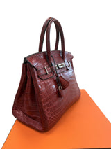 Hermes Birkin 30 Rouge H Matte Alligator With Palladium Hardware Handbag