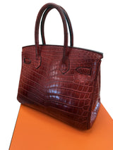 Hermes Birkin 30 Rouge H Matte Alligator With Palladium Hardware Handbag