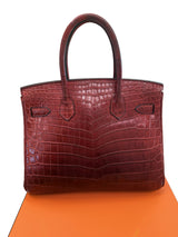 Hermes Birkin 30 Rouge H Matte Alligator With Palladium Hardware Handbag
