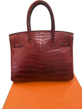 Hermes Birkin 30 Rouge H Matte Alligator With Palladium Hardware Handbag