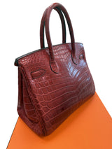 Hermes Birkin 30 Rouge H Matte Alligator With Palladium Hardware Handbag