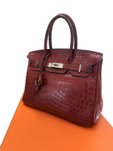 Hermes Birkin 30 Rouge H Matte Alligator With Palladium Hardware Handbag