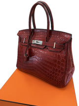 Hermes Birkin 30 Rouge H Matte Alligator With Palladium Hardware Handbag