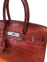 Hermes Birkin 30 Rouge H Matte Alligator With Palladium Hardware Handbag