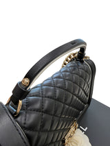 Chanel Quilted Calfskin Leather Medium Boy Top Handle Flap Handbag Black