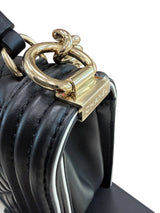 Chanel Quilted Calfskin Leather Medium Boy Top Handle Flap Handbag Black