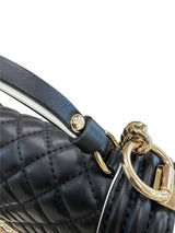 Chanel Quilted Calfskin Leather Medium Boy Top Handle Flap Handbag Black
