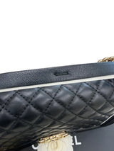 Chanel Quilted Calfskin Leather Medium Boy Top Handle Flap Handbag Black