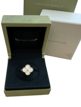 Van Cleef & Arpels Vintage Alhambra Mother Of Pearl Diamond Ring 18K Yellow Gold