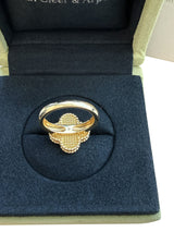 Van Cleef & Arpels Vintage Alhambra Mother Of Pearl Diamond Ring 18K Yellow Gold