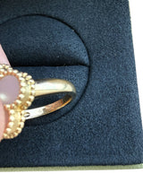 Van Cleef & Arpels Vintage Alhambra Mother Of Pearl Diamond Ring 18K Yellow Gold
