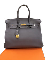 Hermes Birkin 35 Etain Togo Leather With Gold Hardware Handbag