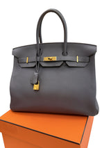 Hermes Birkin 35 Etain Togo Leather With Gold Hardware Handbag