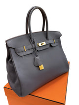 Hermes Birkin 35 Etain Togo Leather With Gold Hardware Handbag