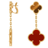Van Cleef & Arpels Magic Alhambra Tiger Eye Carnelian 2 Motifs Earrings 18K Gold