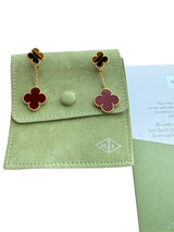 Van Cleef & Arpels Magic Alhambra Tiger Eye Carnelian 2 Motifs Earrings 18K Gold