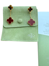 Van Cleef & Arpels Magic Alhambra Tiger Eye Carnelian 2 Motifs Earrings 18K Gold