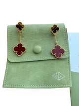Van Cleef & Arpels Magic Alhambra Tiger Eye Carnelian 2 Motifs Earrings 18K Gold