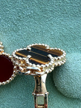 Van Cleef & Arpels Magic Alhambra Tiger Eye Carnelian 2 Motifs Earrings 18K Gold