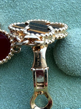 Van Cleef & Arpels Magic Alhambra Tiger Eye Carnelian 2 Motifs Earrings 18K Gold