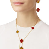 Van Cleef & Arpels Magic Alhambra Tiger Eye Carnelian 2 Motifs Earrings 18K Gold