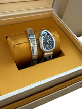 Bulgari Serpenti Tubogas 35mm Stainless Steel Black Opaline Dial Watch 102824