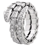 Bulgari Serpenti Viper Ring With Full Pave Diamonds Snake 18k White Gold