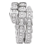 Bulgari Serpenti Viper Ring With Full Pave Diamonds Snake 18k White Gold