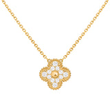 Van Cleef & Arpels Vintage Alhambra Pendant 18K Yellow Gold Diamond Necklace