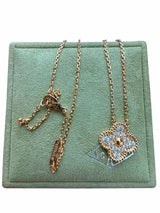 Van Cleef & Arpels Vintage Alhambra Pendant 18K Yellow Gold Diamond Necklace