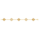 Van Cleef & Arpels Vintage Alhambra Bracelet Guilloché 5 Motifs Diamonds Gold