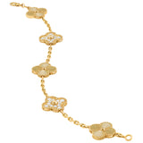 Van Cleef & Arpels Vintage Alhambra Bracelet Guilloché 5 Motifs Diamonds Gold
