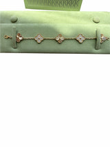 Van Cleef & Arpels Vintage Alhambra Bracelet Guilloché 5 Motifs Diamonds Gold