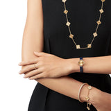 Van Cleef & Arpels Vintage Alhambra Bracelet Guilloché 5 Motifs Diamonds Gold