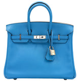 Hermes Birkin 25 Bleu Du Nord Swift Leather with Palladium Hardware Handbag