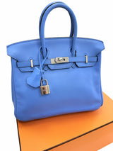 Hermes Birkin 25 Bleu Du Nord Swift Leather with Palladium Hardware Handbag