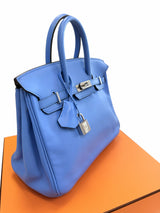 Hermes Birkin 25 Bleu Du Nord Swift Leather with Palladium Hardware Handbag