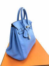Hermes Birkin 25 Bleu Du Nord Swift Leather with Palladium Hardware Handbag